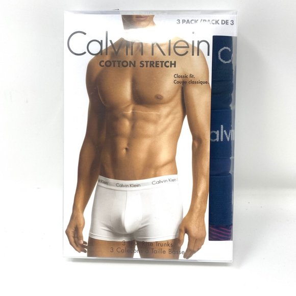 Sale🌿 Calvin Klein Men 3 Pack Cotton Stretch Low Rise Trunk Dark Blue NU2664901 - Picture 6 of 9
